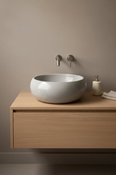 حوض مغسلة حجري دائري – تصميم مودرن